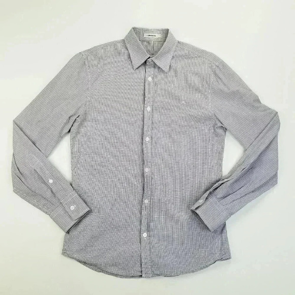 J Lindberg Small Embroidered Logo Long Sleeve Check Purple White Black Men Shirt - Picture 1 of 8